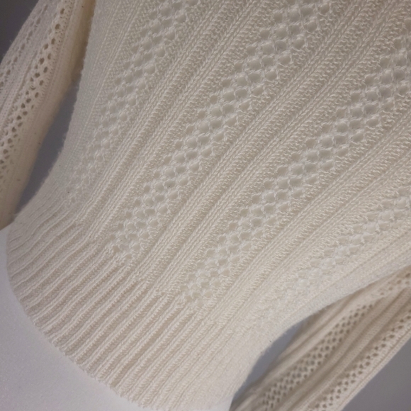 IT'S OUR TIME Ivory Juniors Open Knit Shrug Cardigan Size Small - Picture 5 of 8